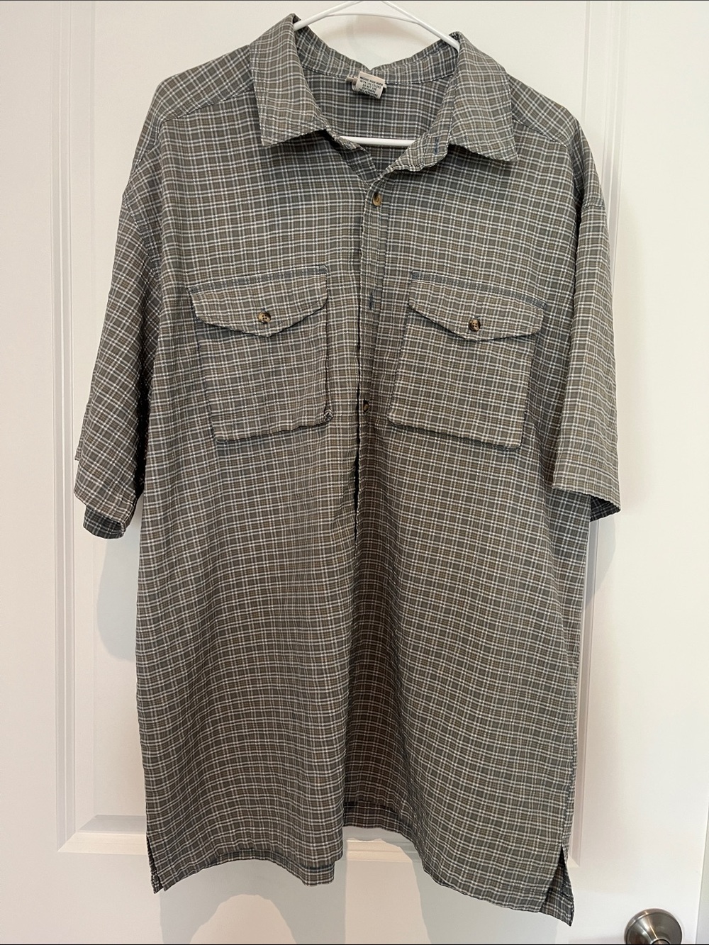 L.L. Bean Blue and Yellow Plaid Short Sleeve Shirt